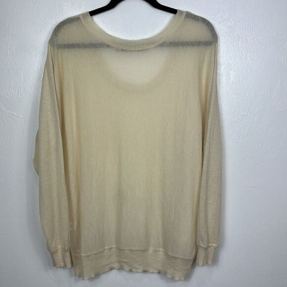 Feel The Piece Cashmere Ivory Relaxed Fit Scoop Neck Pullover Sweater One Size - Picture 4 of 9